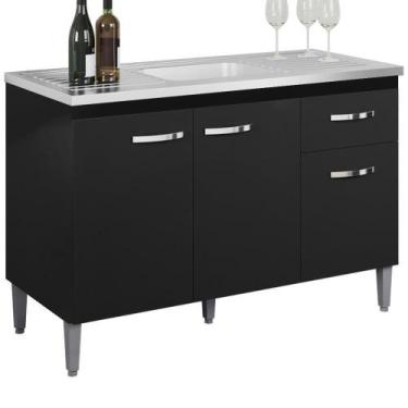 Imagem de Balcao Para Pia Sem Tampo 118 Cm Gabriela Preto Reajl Moveis Preto - R