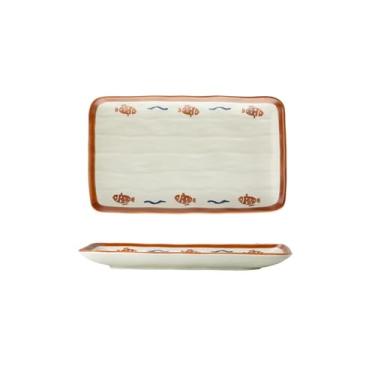 Imagem de Bandeja retangular de cerâmica binaural de cor sólida para uso doméstico, requintada e resistente a altas temperaturas, bandeja quadrada de 30 cm