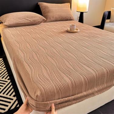 Imagem de Capa de colchão com elástico – Lençol de cama macio e respirável para todas as estações, capa protetora de colchão de luxo quente engrossado, elástico com bolso profundo para Queen King, tamanho