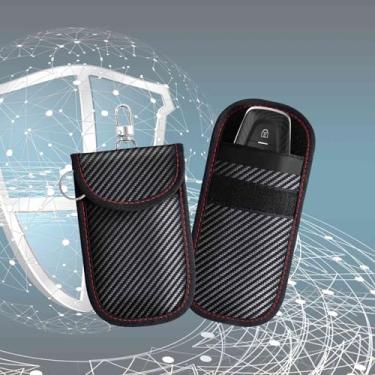 Imagem de Pacote com 2 bolsas Faraday para chaveiro, bolsa Faraday para chaves de carro com bloqueio de sinal RFID, protetor de bloqueio de entrada sem chave, capa protetora de gaiola de segurança anti-roubo
