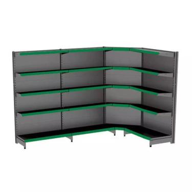 Imagem de Gondola Parede 202 Fit Ate 3 Metros 1 Canto Preto 20b Pe Verde - AMAPÁ