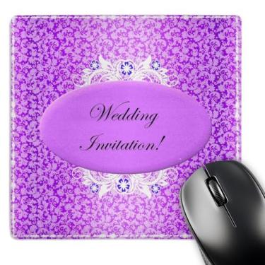 Imagem de 3dRose Mouse pad LLC 20 x 20 x 0,63 cm, convite de casamento roxo e branco (mp_39502_1)