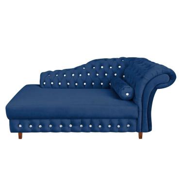 Imagem de Divã Chesterfield Juliette 160cm Pés Chanfrado Azul Marinho