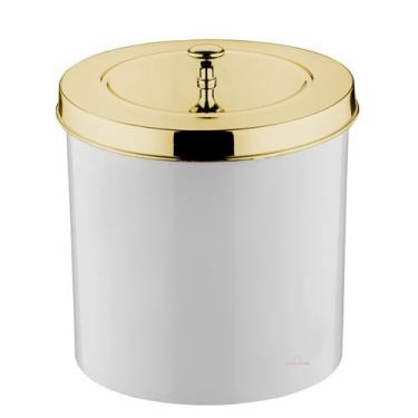 Imagem de Lixeira 5 Litros Tampa Cesto De Lixo Dourado Para Pia Cozinha Banheiro
