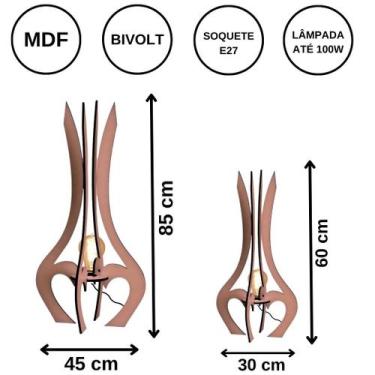 Imagem de Luminária de Chão MDF PALACE - LENOBRE, Marrom, Kit com 2 - 85x45cm e 