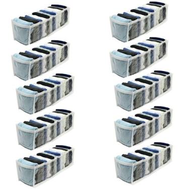 Imagem de Kit 10 Organizador de Gavetas Transparente e Branco 11 Nichos Colmeia 