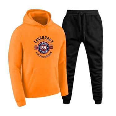 Imagem de Conjunto Moletom Estampado Plus Size Masculino Blusa Canguru Para o Frio e Calça Quentinha Macia