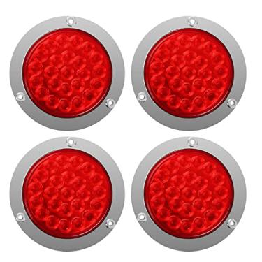 Imagem de Luzes de corrida de 4" redondas 24 LED Trailer Tail Light Stop Turn Signal Brake Marker Clearance com bisels cromados para reboque de caminhão RV Jeep UTE UTV (pacote com 4)