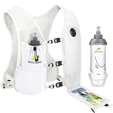 Imagem de N NEVO RHINO Colete de corrida com frasco macio de TPU de 350 ml, colete ajustável para água de corrida – bolso impermeável para telefone, mochila leve de hidratação para caminhadas, trilhas de