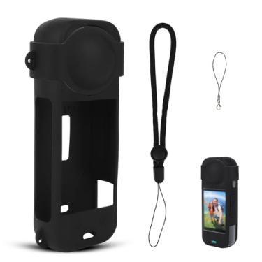 Imagem de 2 Unidades Capa de Silicone para Insta 360 x5, Encaixe Preciso Capa Protetora de Silicone com 2 Alças Proteção do Corpo e Lente da Câmera para Entusiastas da Fotografia