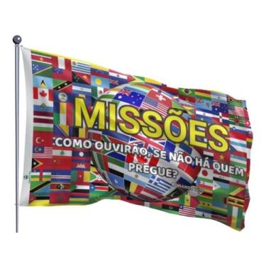 Imagem de Bandeira Evangélica de Missões Nações Mundo Como Ouvirão Dupla Face Es