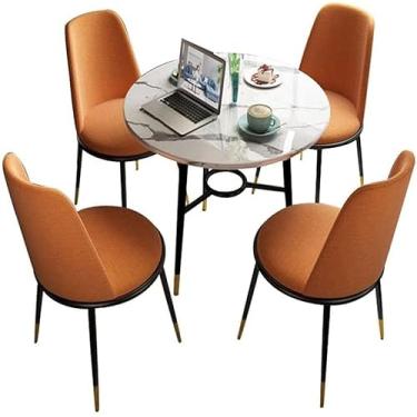 Imagem de Pernas De Metal Cadeiras De Sala De Estar, Negociar Mesas E Cadeiras Combinação De Mármore Pequena Mesa Redonda Cadeira De Canto De Recepção, 5