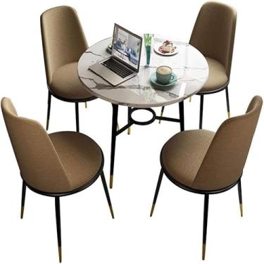 Imagem de Pernas De Metal Cadeiras De Sala De Estar, Negociar Mesas E Cadeiras Combinação De Mármore Pequena Mesa Redonda Cadeira De Canto De Recepção, 7