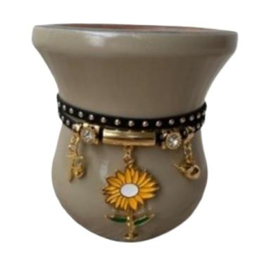 Imagem de Taças de Vinho, Copos, Jarros de, Conjuntos de Mate: Bule de Madeira Colorido + Pulseira(Bege + Girassol)