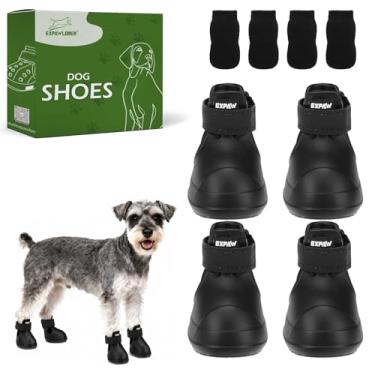Imagem de EXPAWLORER Sapatos para cães pequenos, médios e grandes, botas de neve antiderrapantes impermeáveis para o inverno com meias, botas para animais de estimação e protetores de patas fáceis de calçar e