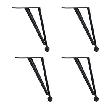 Imagem de ZJYWMM 4 peças de pernas de móveis DIY pernas de mesa de metal vergalhão pés de sofá substituíveis pernas de gancho de cabelo pernas de mesa de centro suporte de TV pernas de armário de banheiro pé de