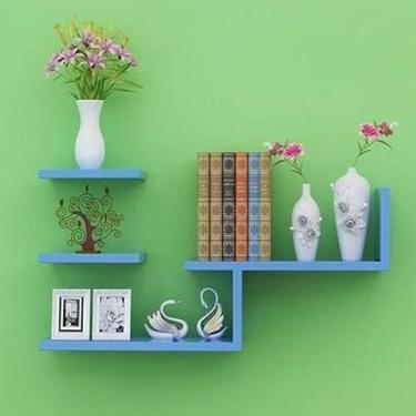 Imagem de Prateleiras de parede flutuantes de parede, conjunto de 4, prateleiras de armazenamento montadas na parede, prateleiras decorativas de parede para quarto, cozinha, sala de estar, escritório, arte de