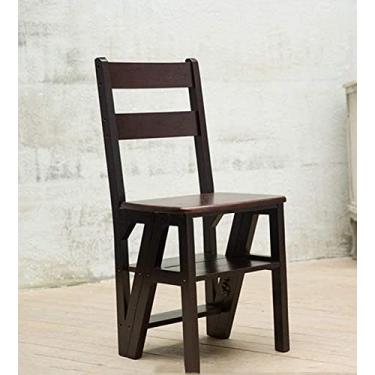 Imagem de Banqueta multifuncional escada de madeira maciça prateleira dobrável de uso duplo 5 camadas escada de deformação ascendente banco de degrau duplo uso A+ (cor: C)