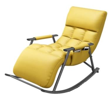 Imagem de FENOKD Cadeira de balanço para quarto, cadeira confortável, design ergonômico, cadeira reclinável para sala de sol, escritório, cadeira moderna (amarelo tamanho único)