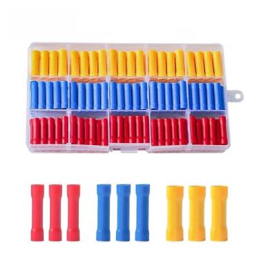 Imagem de 100/200 peças conectores de fio elétrico retos isolados terminais de crimpagem de emenda de extremidade BV1.25 BV2 BV5.5 (200PCS B)