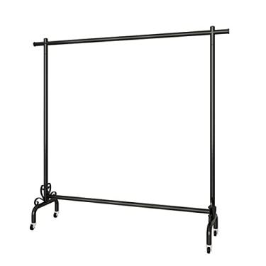 Imagem de LWJYMXBD Trilho de roupas resistente, trilho suspenso de metal espesso de 28 mm com rodízios, suporte de casaco em forma de flor inferior sobre rodas (cor: preto, tamanho: 70 cm)