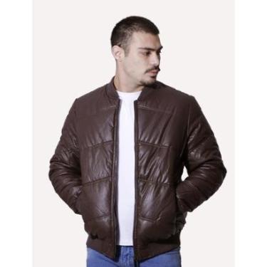Imagem de Jaqueta Victory Eagle Masculina PU Leather Bomber Marrom-Masculino