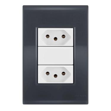 Imagem de Conjunto 2 Tomadas 10A - Tramontina Liz Grafite / Branco