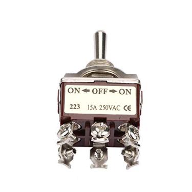 Imagem de Interruptor Toggle Momentâneo de 3 Posições ON-OFF-ON 6 Pinos 15A 250VCA Longa Vida Útil Compacto Fácil Montar para Automóvel Eletrodoméstico Controle Industrial