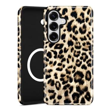 Imagem de Aitipy Capa de telefone magnética de guepardo para Samsung Galaxy S24 FE, compatível com MagSafe, linda estética branca estampa de leopardo TPU macio e policarbonato rígido capa protetora à prova de