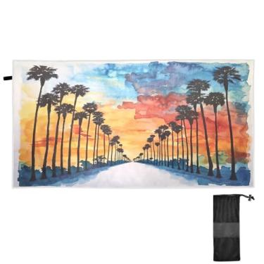 Imagem de Blueangle Toalha de praia de palmeira - Toalhas de viagem compactas e leves - Toalha de secagem rápida super absorvente para natação, acampamento e férias (266)