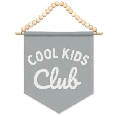 Imagem de FLVGE Decoração legal de quarto de clube infantil - faixa de lona de vida longa, decorações de chá de bebê, contas de madeira boho, decoração de arte de parede, bandeira pendurada para berçário, 28 x