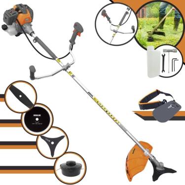 Imagem de Roçadeira Profissional Completa Tekna RL520-P À Gasolina 2 Tempos 52cc 10.000rpm 2HP de Potência Com Kit 3 Lâminas de Corte e Cabeçote de Nylon
