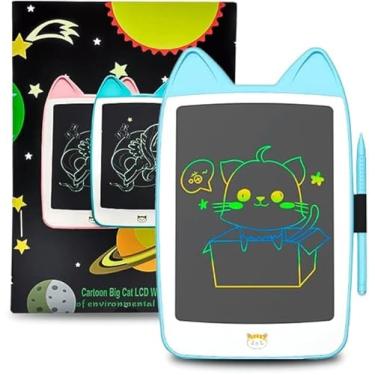 Imagem de Lousa Mágica Gatinho LCD-Digital Colorido Tablet Infantil Tamanho10" Facilita aprendizado, Divertido-Férias com Caneta, Botão de Apagar, Portátil e Reutilizável (Verde)