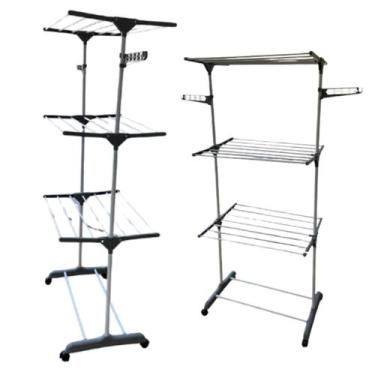 Imagem de Varal de Chão com 3 Andares Dobrável Regulável - GLOBALMIX