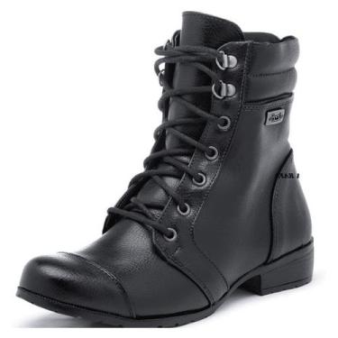 Imagem de Bota coturno militar motociclista feminina top franca shoes preta, 38
