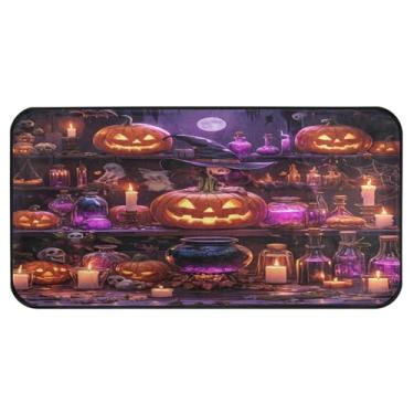 Imagem de Qilmy Tapetes de cozinha Candy Haunted House Pot Potion 99 × 20 pol, antiderrapante, lavável, tapetes acolchoados, poliéster, antifadiga, conforto, alpendre, tapete para varanda, tapete de casa de
