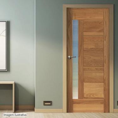 Imagem de Folha de Porta de Madeira Maciça Tauari 210x62x3,3 Réguas Horizontais 