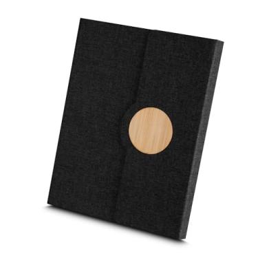 Imagem de Caderno de Anotações com Capa Dura em Poliéster, 80 Folhas Pautadas, Cor Bege, com Elástico (Caderno Bambu Preto)