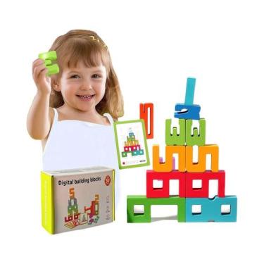 Imagem de Blocos De Construção De Números De Madeira Montessori Brinquedo Educat