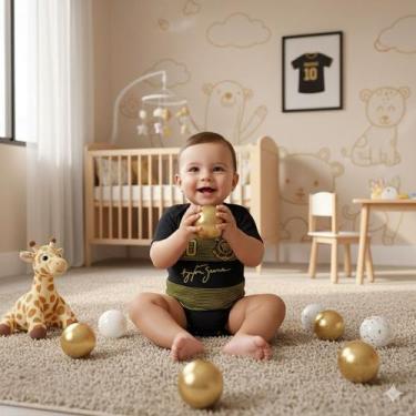 Imagem de Body Corinthians Bebê Senna Presente Menino Dourado Timão Body Criança