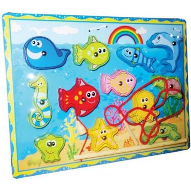 Imagem de Brinquedo Pedagogico Madeira Pescaria Divertida C/VARA - Toy MIX