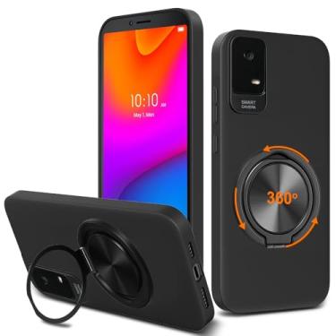 Imagem de Nijiadi Capa de telefone compatível com TCL ION X/TCL ION V/TCL 40Z T607DL, suporte de anel giratório de 360° com suporte/suporte de silicone TPU Silm Fit capa protetora à prova de choque para TCL ION