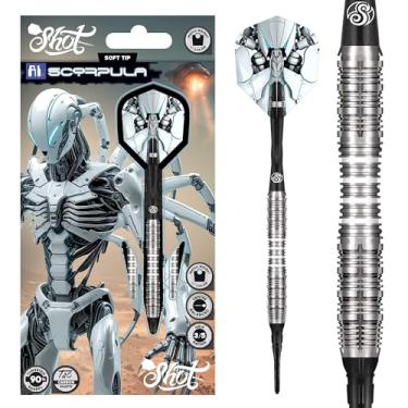 Imagem de Shot! Conjunto de dardos de ponta macia AI Scorpula, 90% de tungstênio, feito à mão, conjunto de dardos profissionais e voos feito na Nova Zelândia, ponta de plástico para alvo eletrônico