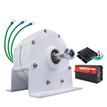 Imagem de AISINILALAO Alternador sem escovas de íman permanente trifásico de 3.000W, baixa rotação, 220V 48V 24V 12V com controlador/inversor, Gerador de turbina eólica DIY para turbina eólica/água,24v
