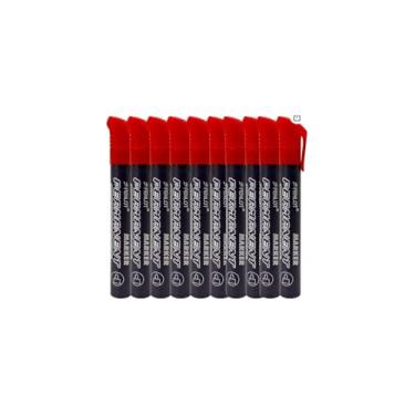 Imagem de Marcador Permanente Vermelho, 10 Unidades, Ponta Resistente, Secagem Rápida, 13,5 cm, Plástico, 170g