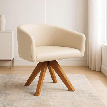 Imagem de Poltrona Sala Base Giratória Madeira Arielle Sintético D03 - D'rossi B