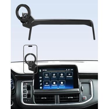 Imagem de PZK Suporte de telefone de carro para Chevy Chevrolet Tahoe/Suburban/GMC Yukon/GMC Yuhon XL 2021 2022 2023 2024 Acessórios Suporte de telefone de carro de tela de 10,2 polegadas compatível com MagSafe