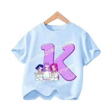Imagem de Camiseta Infantil Azul Com Gola Redonda Manga Curta KPop Demon Hunters