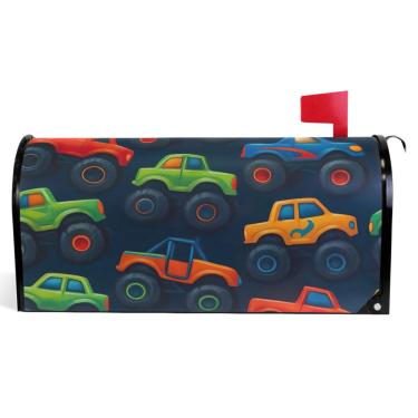 Imagem de TSENQUE Capas magnéticas decorativas para caixa de correio de vinil envoltórios de caixa de correio de férias de inverno à prova de intempéries decoração de caixa de correio lindos caminhões monstro