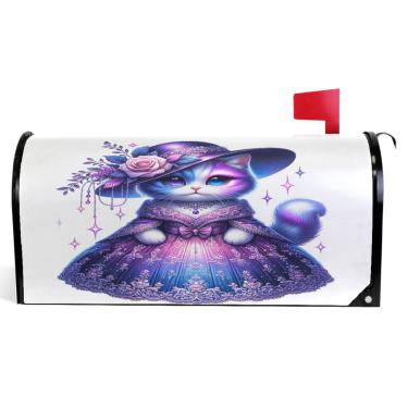 Imagem de TSENQUE Capas de caixa de correio magnéticas para gatos bonitos e modernos, caixa de correio decorativa, primavera, vinil, caixa de correio moderna, decoração de jardim, tamanho padrão 52,6 x 45,8 cm